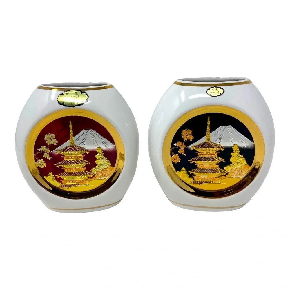 Chokin Vase The Art of Chokin 24k Gold Inlay. NIB
